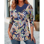 Margaux Lefevre | Colorblock V-Neck Long Sleeve Top For Women