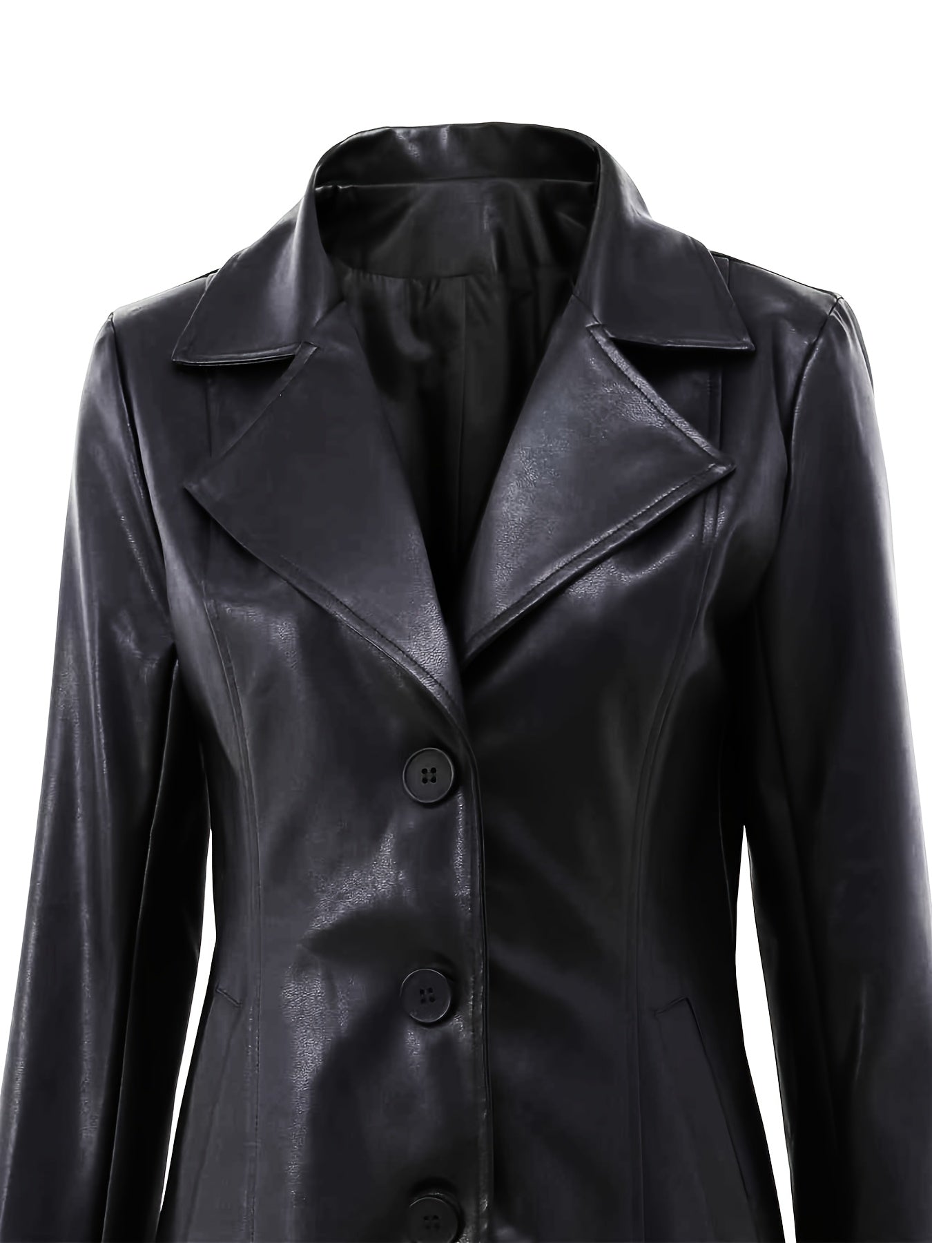 Serena Blackwell | Tailored Mid-Length Faux Leather Coat For Women