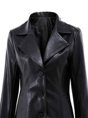 Serena Blackwell | Tailored Mid-Length Faux Leather Coat For Women