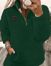 Vanessa Colbert | Plush Half-Zip Sherpa Pullover Sweater For Women