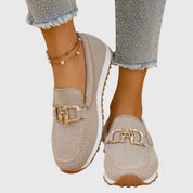 Beatrice Holloway | Blue Mesh Platform Loafers with Gold Horsebit