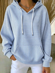 Genevieve Laurent | Striped Hooded Pocket Hoodie For Women