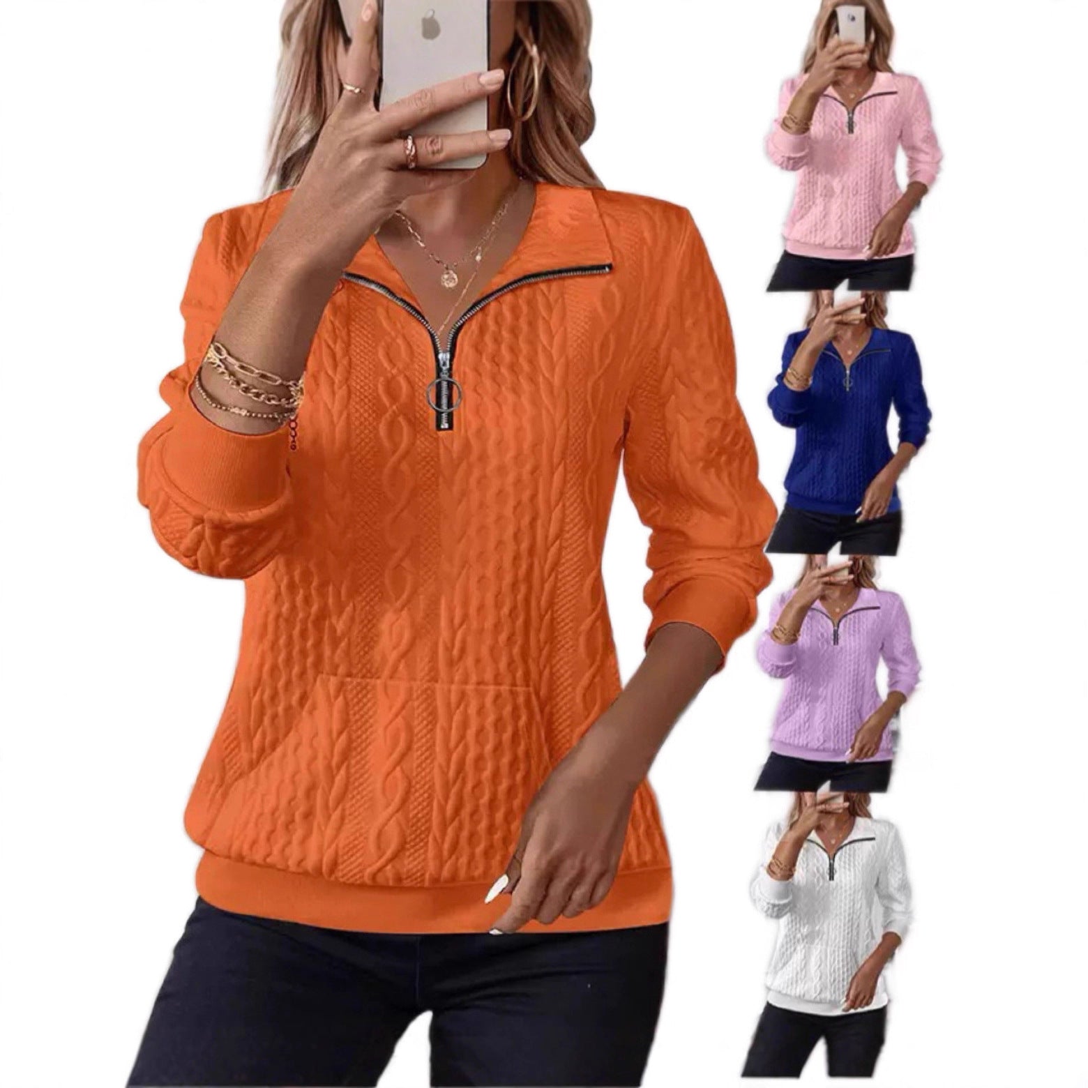Roxane Fontenelle | Quilted Half-Zip Pullover Sweater For Women