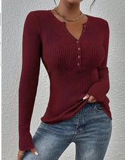 Léa Chantelle | Front-Button Ribbed Knit Sweater For Women