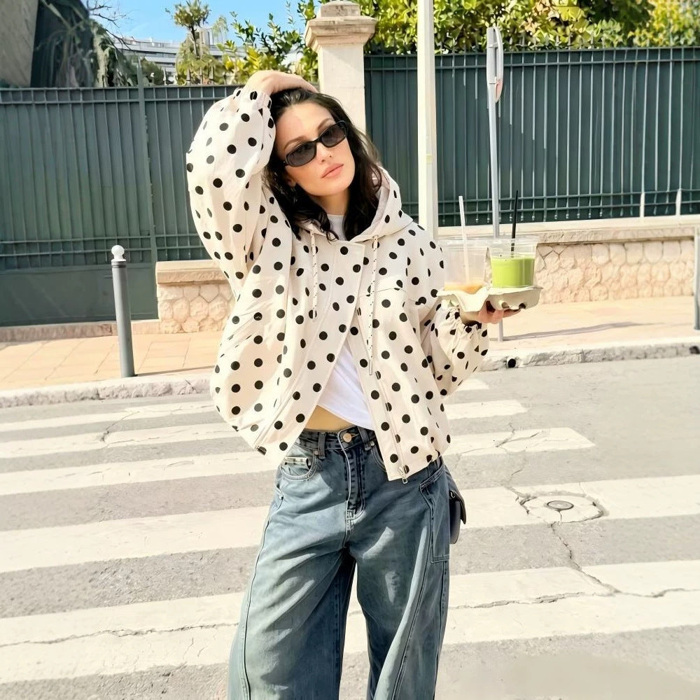 Delphine Armand | Polka Dot Puffer Jacket With Hood For Women
