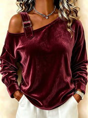 Vivienne Orléans | Off-Shoulder Velvet Long Sleeve Top For Women