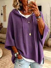 Eloise Drummond | Knitted Hooded Drawstring Sweater For Women