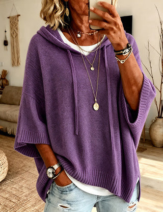 Eloise Drummond | Knitted Hooded Drawstring Sweater For Women
