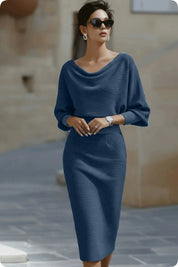 Simone Darcourt | Cowl Neck Batwing Midi Dress For Women