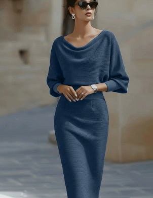 Simone Darcourt | Cowl Neck Batwing Midi Dress For Women