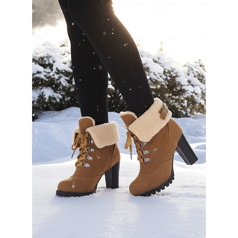 Talia Ashgrove | Fur-Trimmed Lace-Up Winter Boots For Women