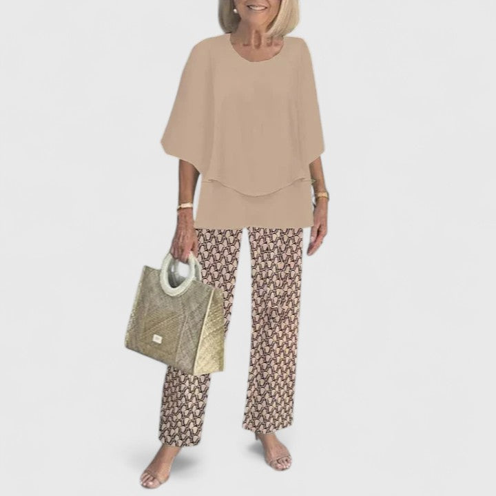 Corinne Valbelle | Floral Print Wide-Leg Pants Matching Set