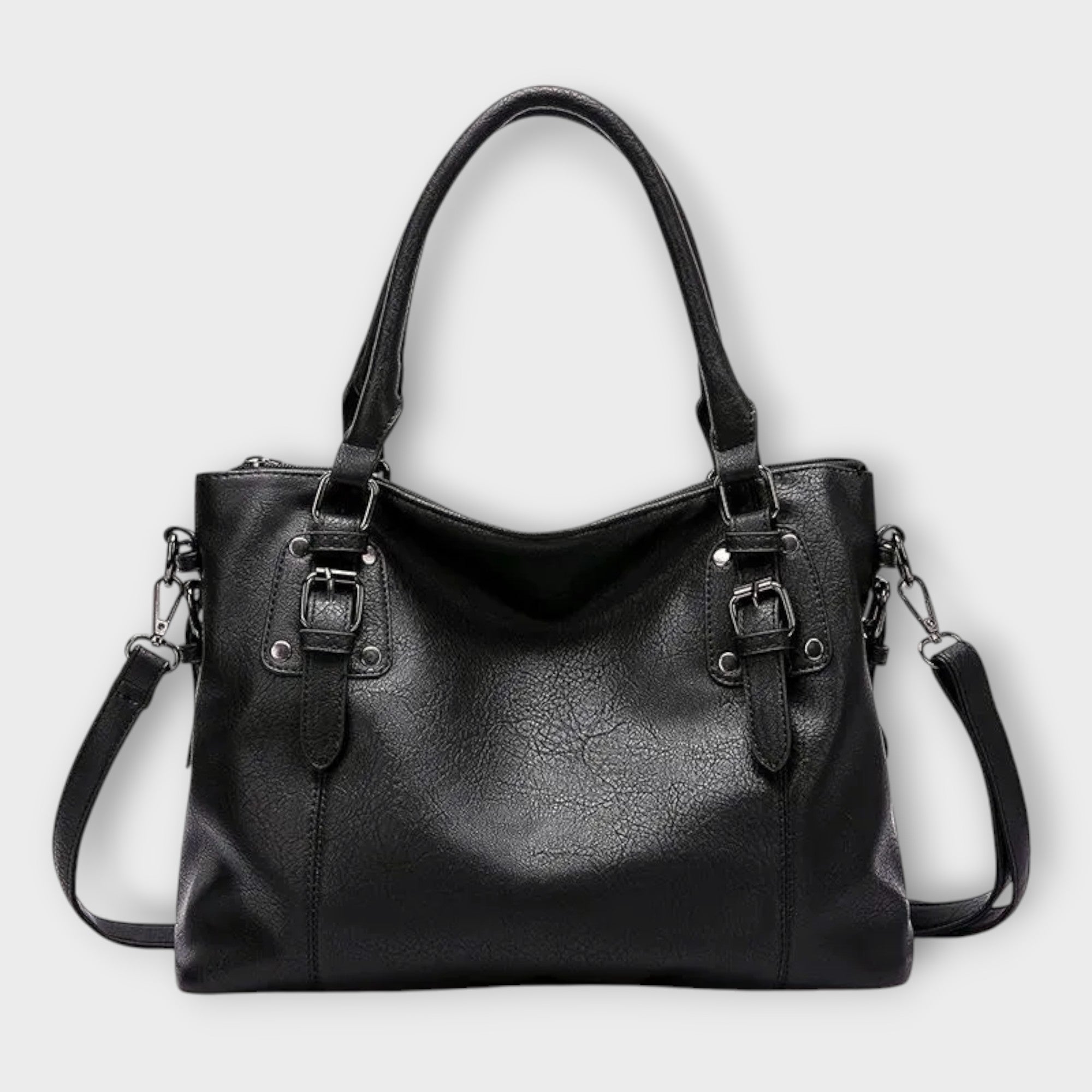 Nicolette Beauvais | Brown Faux Leather Tote Handbag with Shoulder Strap