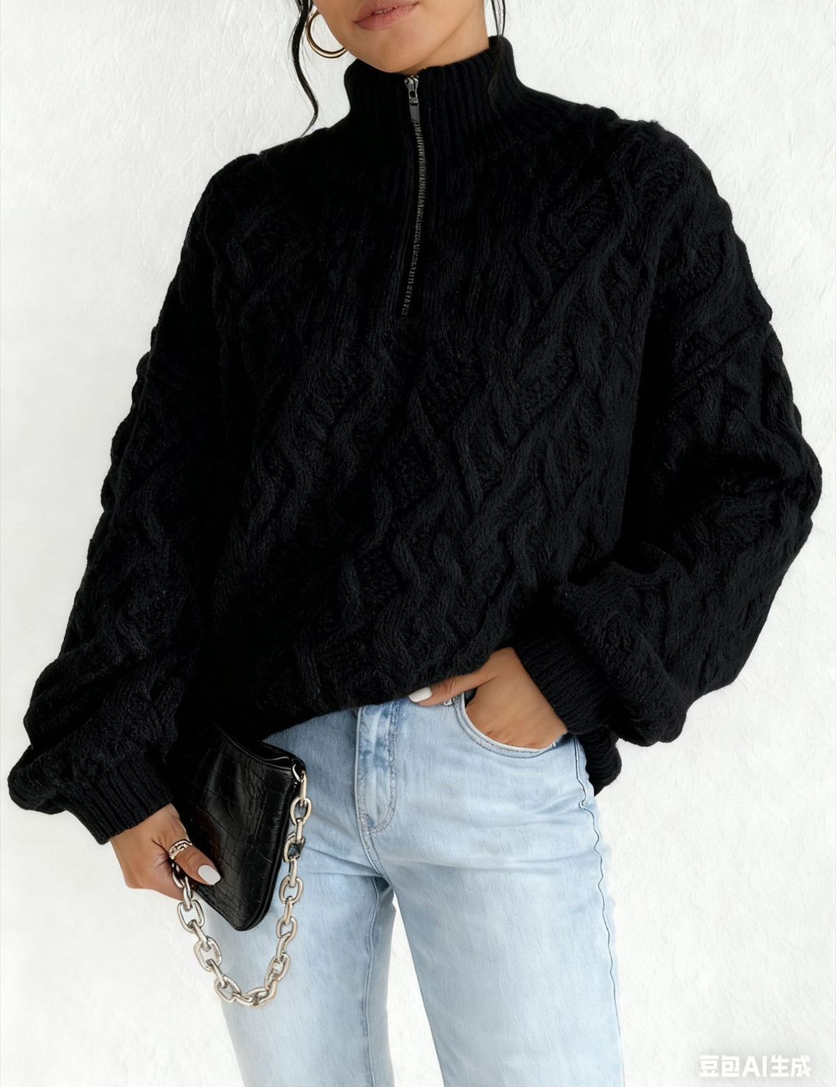 Adele Sorensen | Cable Knit Quarter-Zip Pullover For Women