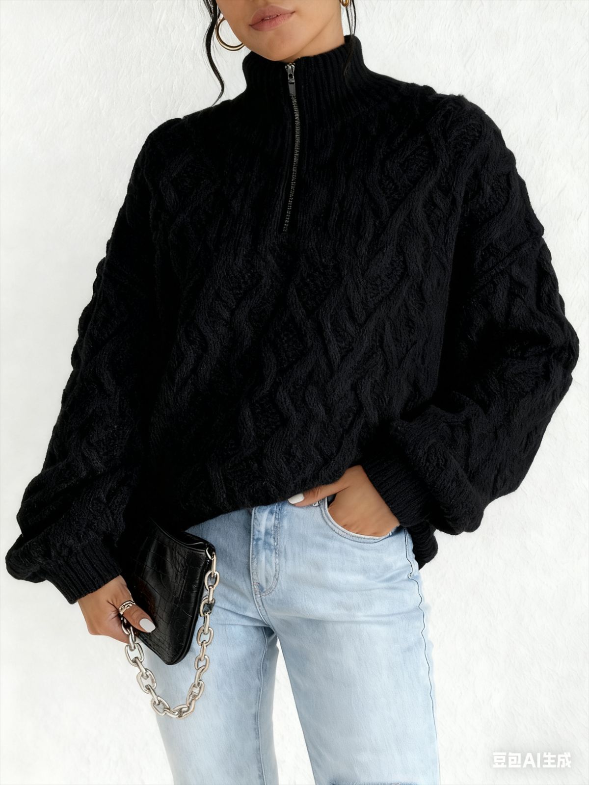 Adele Sorensen | Cable Knit Quarter-Zip Pullover For Women