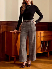 Adrienne Falconetti | Checked Wide-Leg Trousers For Women