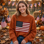 Tara Winsfield | American Flag Crew-Neck Pullover Sweater For Women