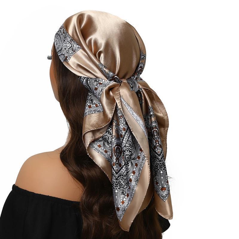 Satin Paisley Headband Scarf - Champagne
