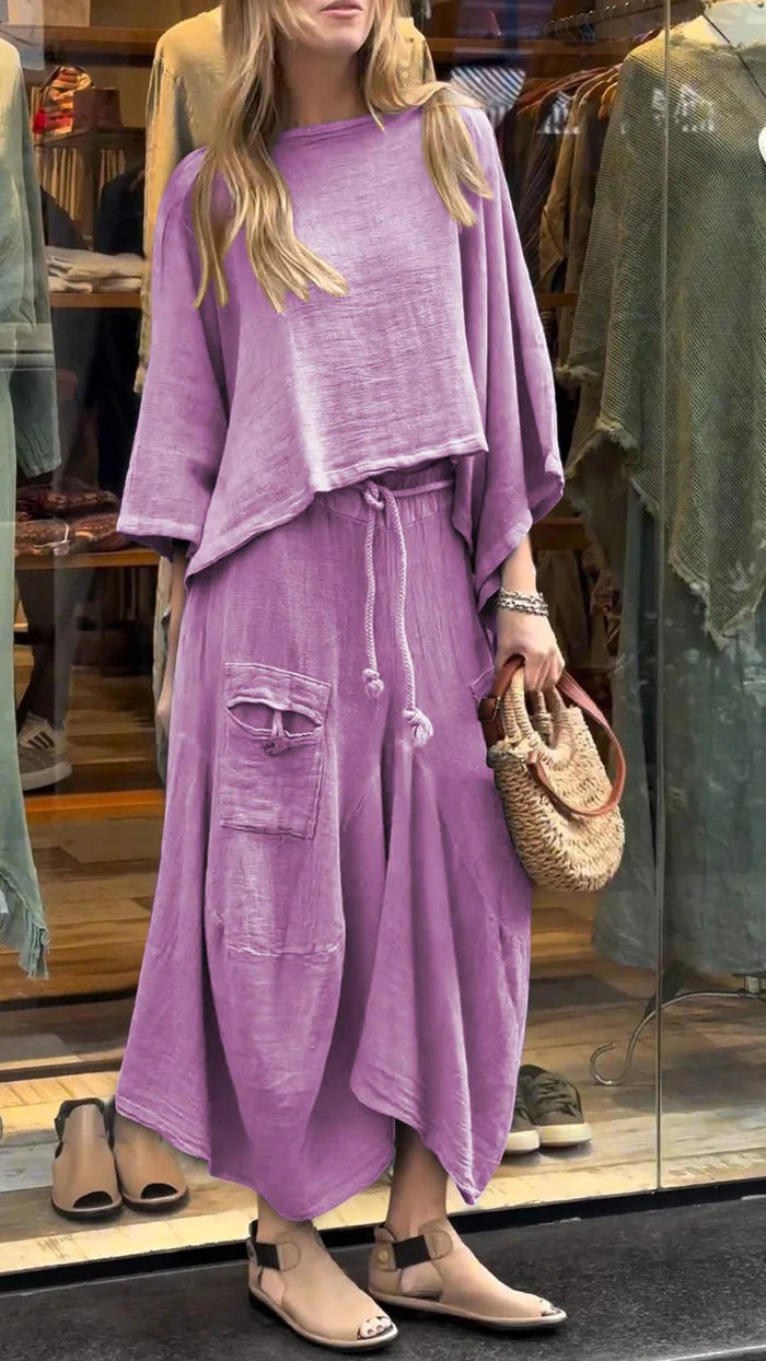 Marlowe Fontcrest | Linen-Look Two-Piece Maxi Skirt Set For Women