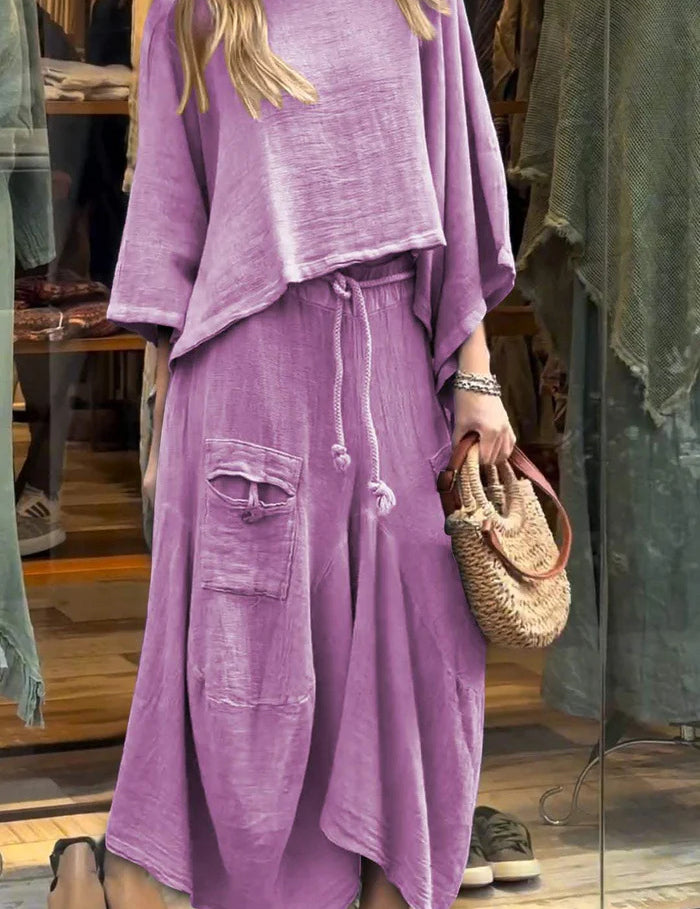 Marlowe Fontcrest | Linen-Look Two-Piece Maxi Skirt Set For Women