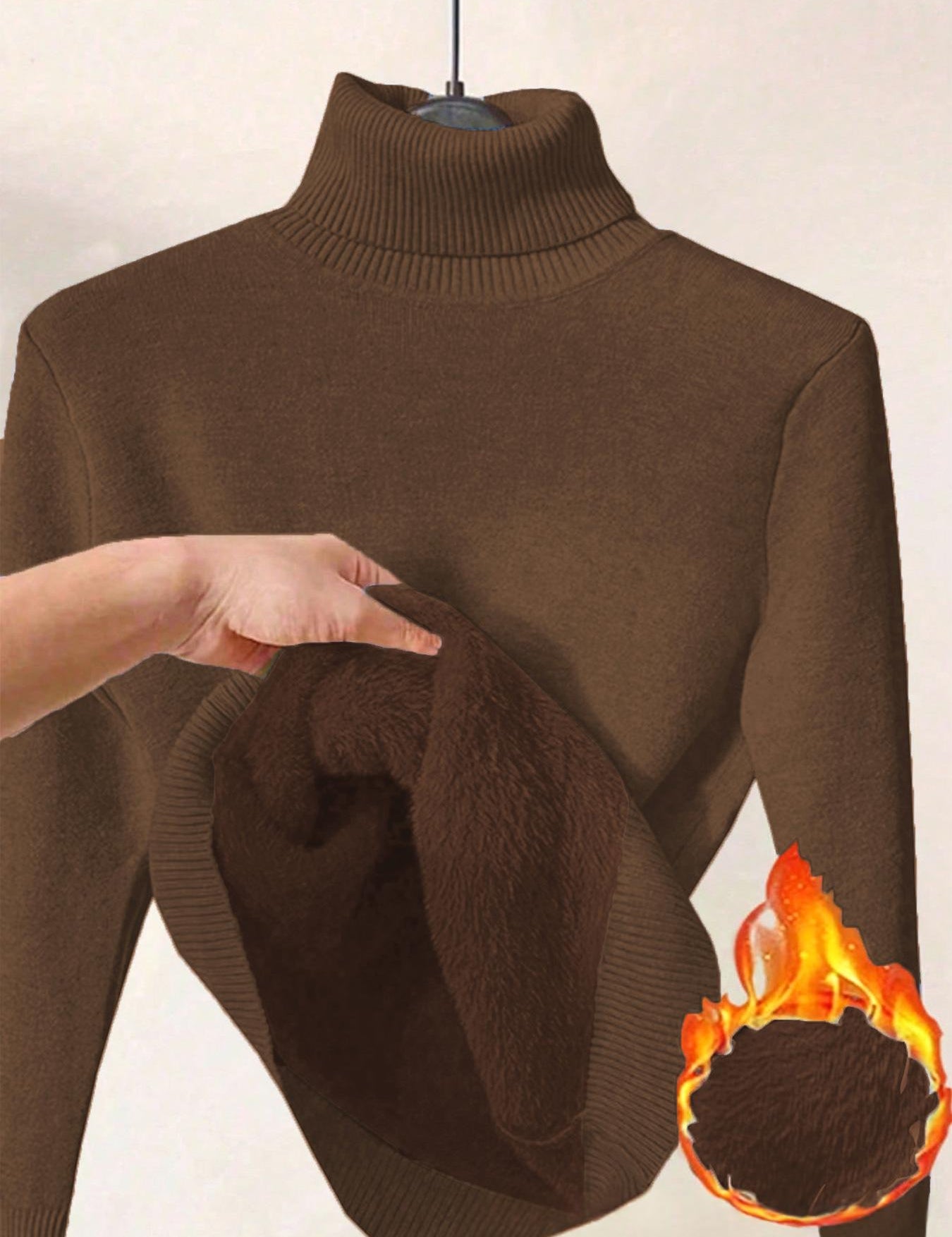Margot Delaine | Turtleneck Fleece-Lined Sweater For Women