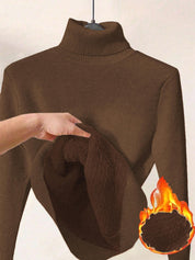 Margot Delaine | Turtleneck Fleece-Lined Sweater For Women