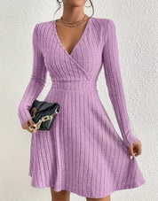 Bernadette Solaire | Ribbed Knit Wrap Mini Dress For Women
