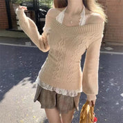 Séverine Aubert | Off-Shoulder Cable-Knit Sweater For Women
