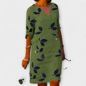 Marceline Vautrey | Leaf Print Midi Dress For Women