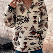 Juliette Rosnay | Aztec-Print Sweater With Quarter-Zip Collar