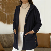 Éloise Cartier | Hooded Corduroy Midi Jacket For Women