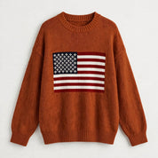 Tara Winsfield | American Flag Crew-Neck Pullover Sweater For Women