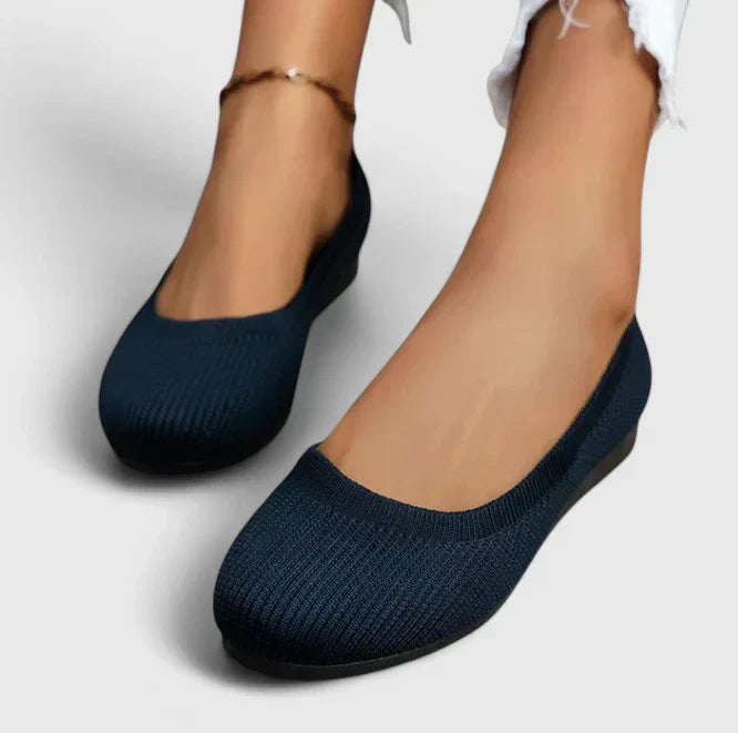 Elspeth Mourning | Black Knit Ballet Flats with Ergonomic Sole