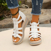 Luciana Stormvale | Black Gladiator Platform Sandals with Rhinestone Detail