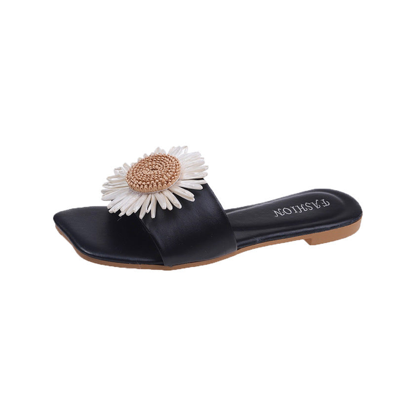 Adriana Bellucci | Daisy Flower Flat Slide Sandals For Women