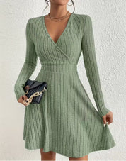 Bernadette Solaire | Ribbed Knit Wrap Mini Dress For Women