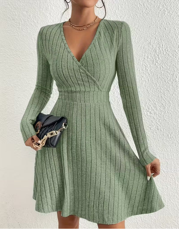 Bernadette Solaire | Ribbed Knit Wrap Mini Dress For Women