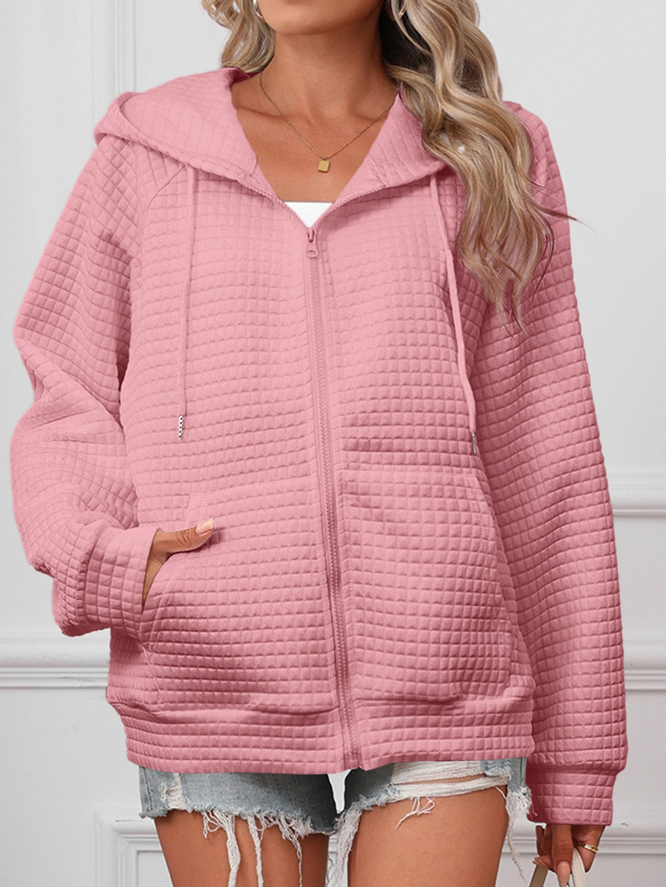 Cecilia Montrose | Textured Zip-Up Hooded Jacket For Women