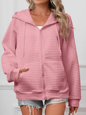 Cecilia Montrose | Textured Zip-Up Hooded Jacket For Women