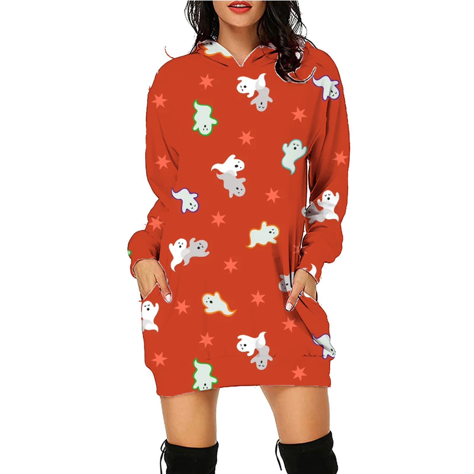 Fleur Devereux | Halloween Skeleton Print Hoodie Mini Dress For Women