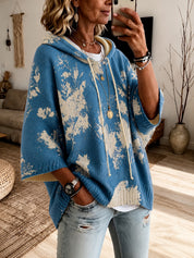 Isadora Beaulieu | Floral Hooded Cape Sweater For Women