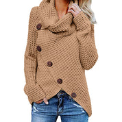 Solene Bardot | Cowl Neck Waffle Knit Sweater For Women
