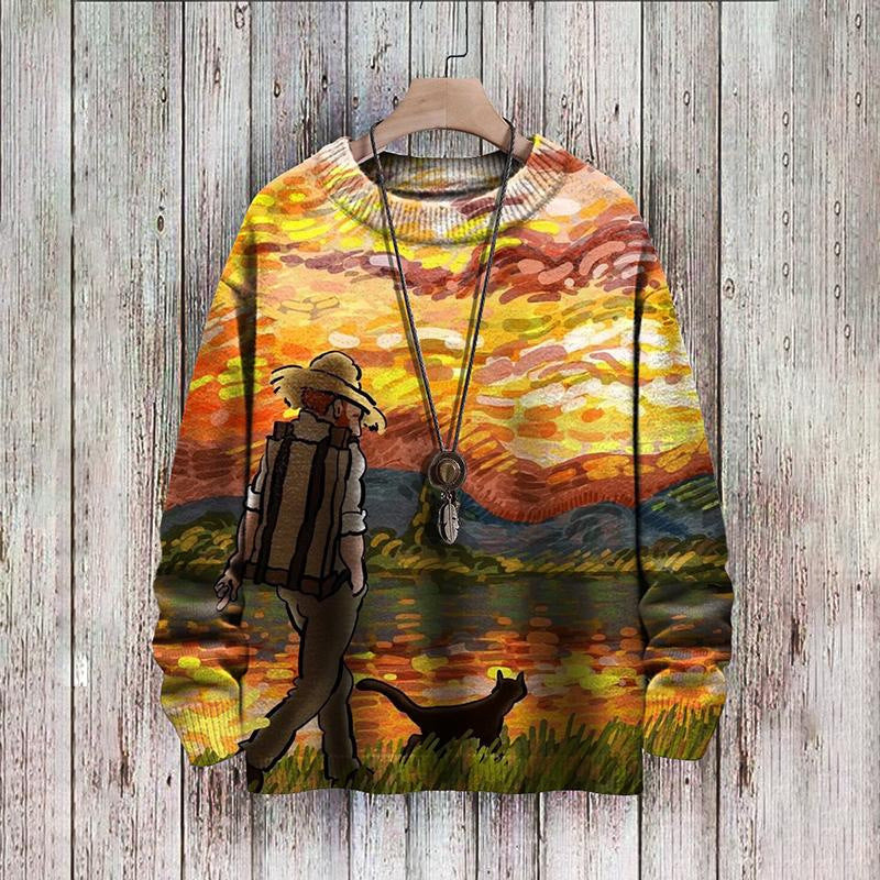 Maximilian Rutherford | Abstract Patchwork Print Sweater For Men