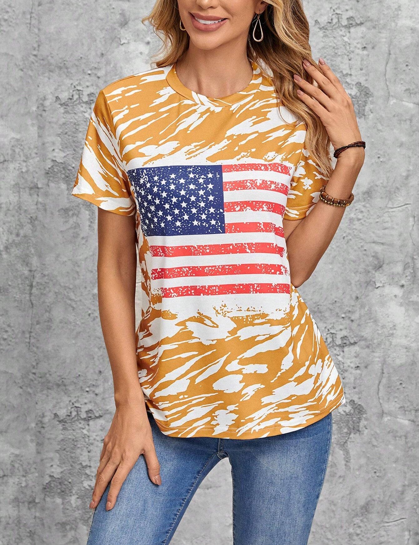 Cassidy Fontaine | American Flag Print T-Shirt For Women