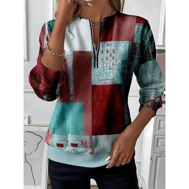 Fenna Jorgensen | Color Block Half-Zip Sweatshirt For Women