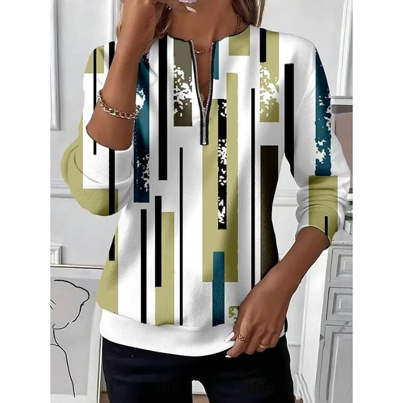 Fenna Jorgensen | Color Block Half-Zip Sweatshirt For Women