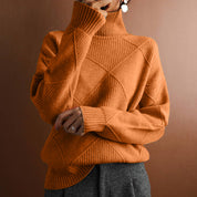 Ruby Estshaw | Diamond Knit Turtleneck Sweater For Women