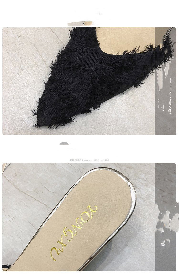 Kinsley Malwell | Fluffy Pointed Toe Mule Heels For Women