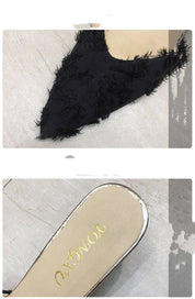 Kinsley Malwell | Fluffy Pointed Toe Mule Heels For Women