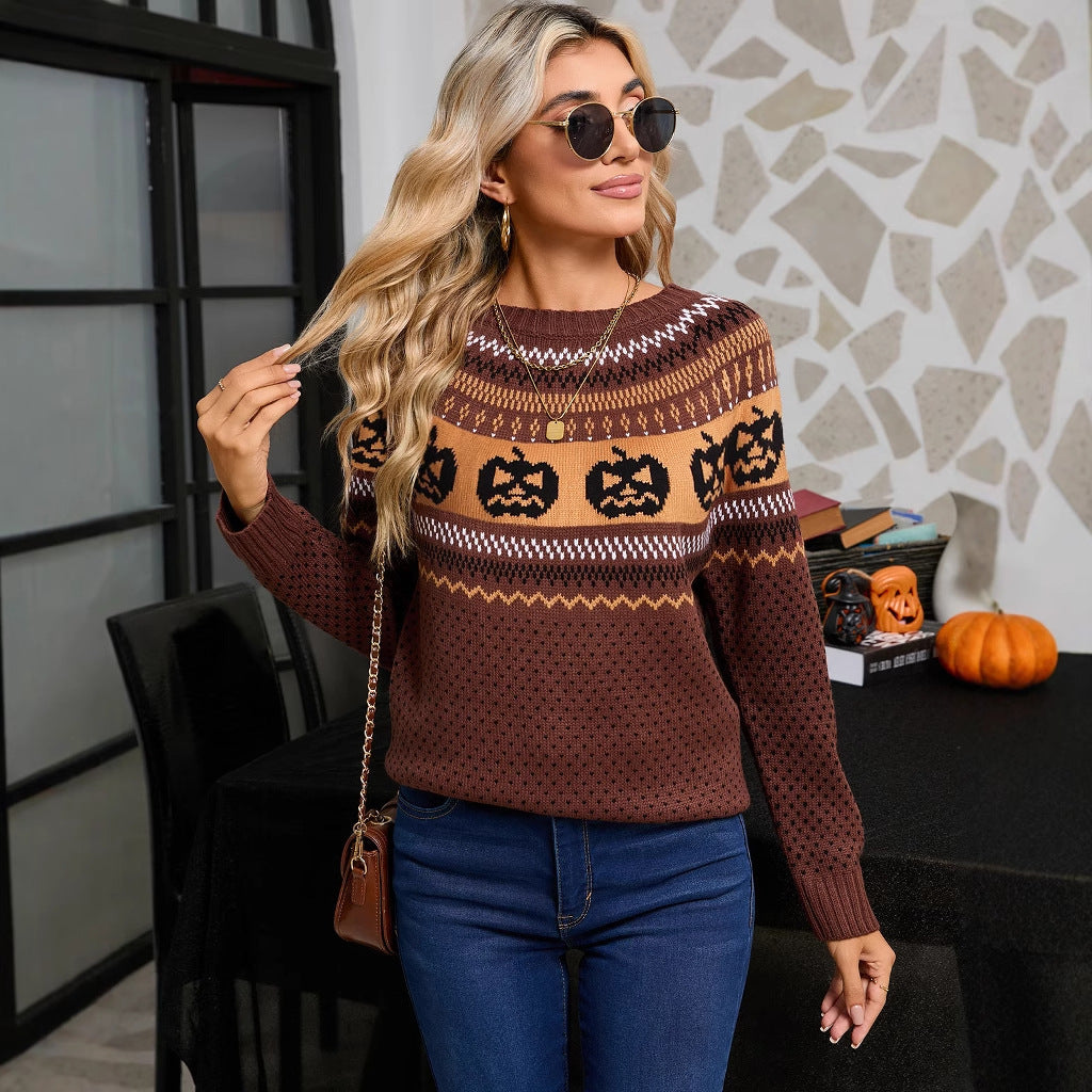 Hazel Winthorpe | Halloween Pumpkin Knit Sweater For Women